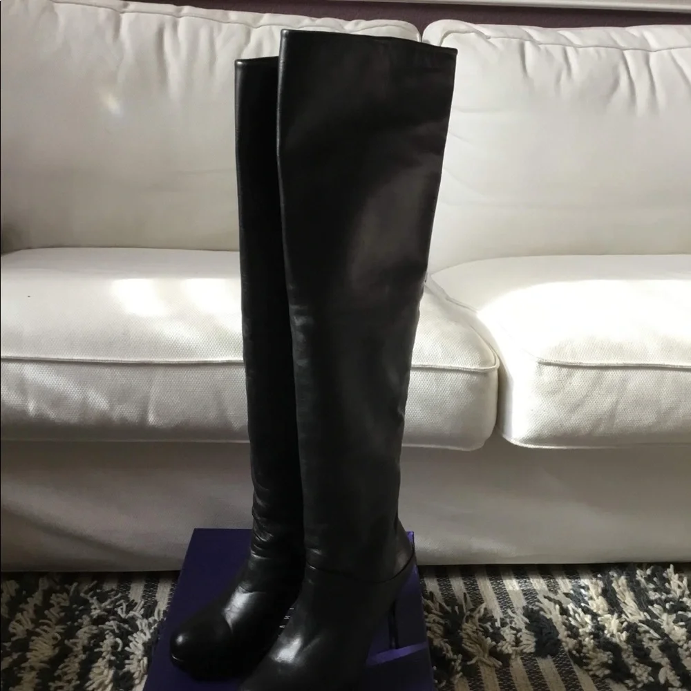 Stuart Weitzman OvertheKnee Lthr Platform Boot 8.5